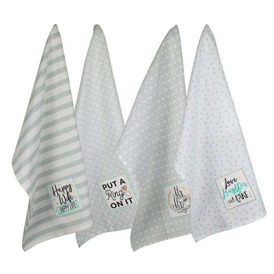 DII® Wedding Themed Embellished Dishtowels, 4ct.